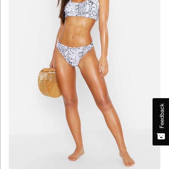 NWT Boohoo Petite Snake Print Rib Fixed Brief - Picture 1 of 6
